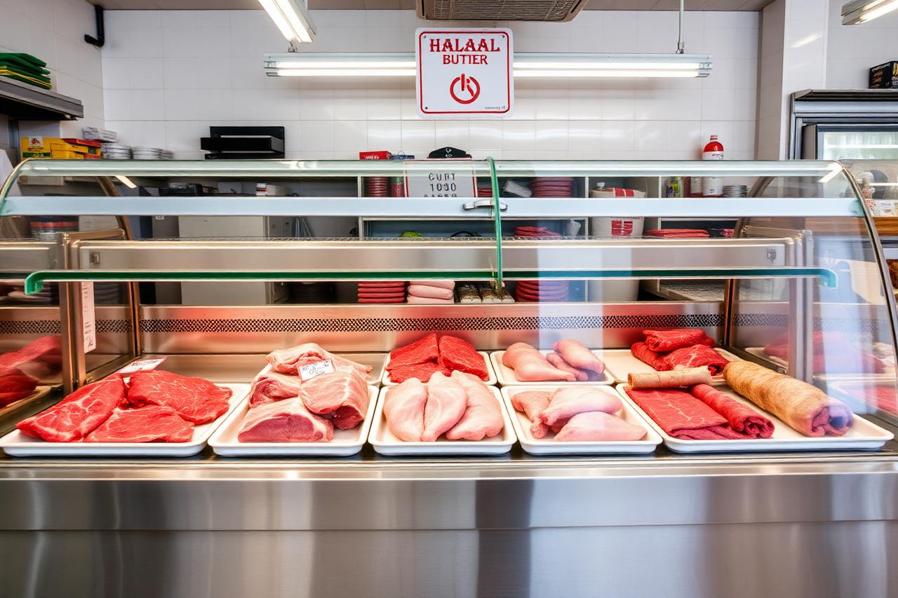 Fresh halal meat counter